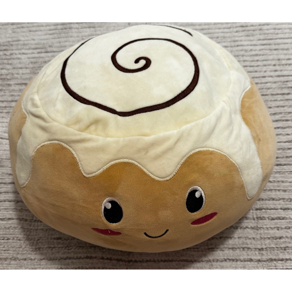 Smoochy Pals Cinnamon Roll Plush Squishy Stuffed Animal Pillow 14" Brown White